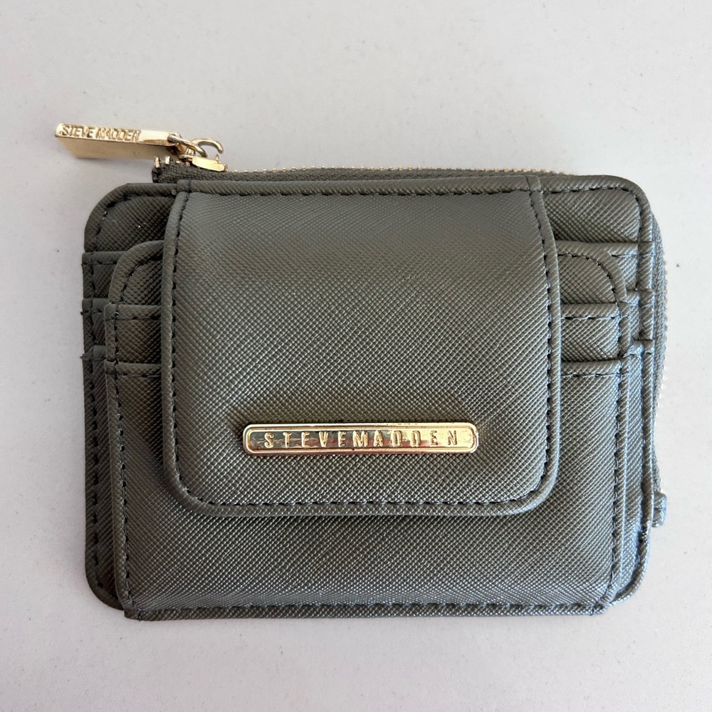 Steve Madden Gray Wallet with Gold Accents